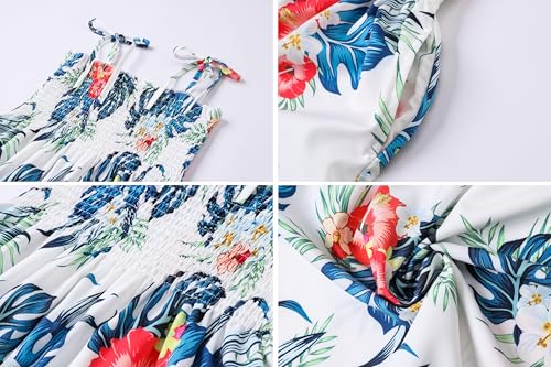 Image of Cromoncent Matching Hawaiian Outfits for Family, Dad and Son Matching Luau Beach Tropical Shirts Mommy Daughter Tropical Sets