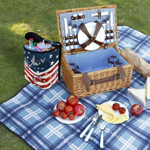Image of American Flag Butterfly Car Trash Bin Collapsible Car Organizers and Storage for Front Seat Multipurpose Trash Bag Automotive Garbage Can Car Accessories Interior Car Organizer