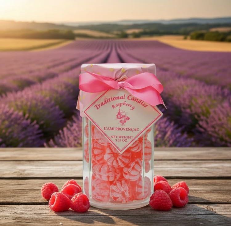 L'Ami Provencal, Traditional French Old-Fashioned Raspberry Hard Candy, 5.3 Oz, Imported