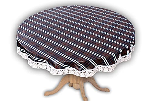 Image of The Furnishing Tree Round Shaped 8 Seater Table Cover WxL 90x90 inches with White Border lace