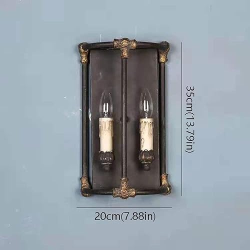 Miniatura 7 de Apliques de pared de estilo francés campestre de 2 Luces, ideales para inquilinos. Iluminación vintage rústica industrial para baño. Lámpara LED