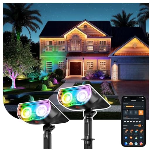 Linkind Smart Solar Spotlight SL5C, Color Changing Landscape Lighting, APP/Voice Control Solar Lights Outdoor, IP67 Waterproof Spot Lights Outdoor for Yard, Garden, Pathway(2 Pack)