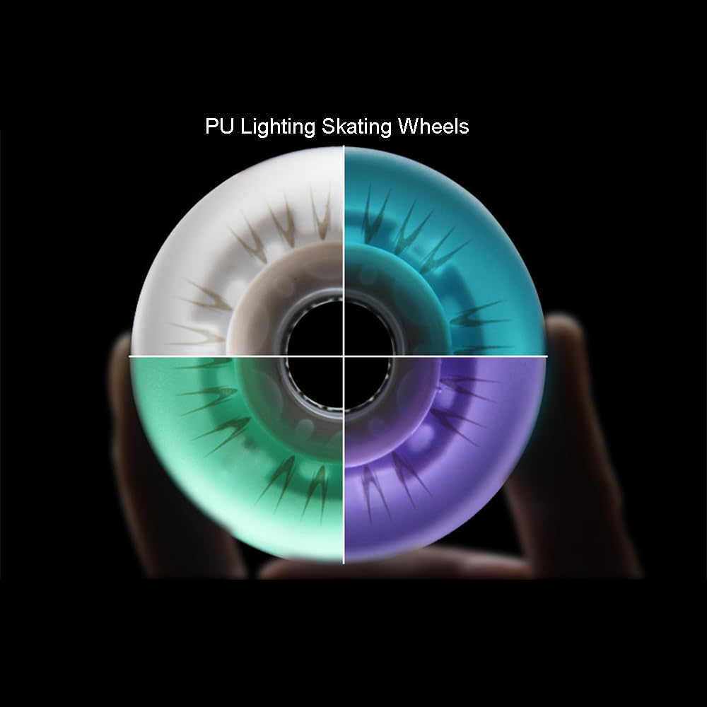 Roues de Roller Lumineuses 76 mm/80 mm avec roulements ABEC-9 pour Patins à roulettes intérieurs et extérieurs 92A, Lot de 4