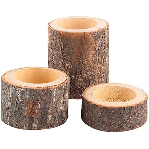 Wooden Tea Light Candle Holders, Pack of 3 Wooden Candle Stand, Tea Light Candle Holders for Table, Halloween Christmas Party Valentine's Day Home Decoration Cover