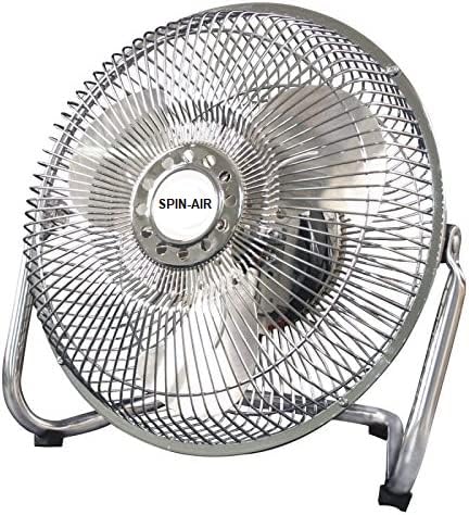 Max Star Ventilador de Sobremesa y Suelo 12' Silencioso, 3 Velocidades, Acabado de Acero, 47W, Inclinable, Seguro, 3 Aspas