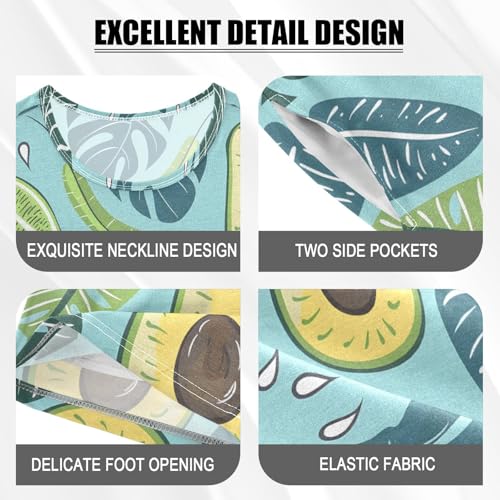 ALAZA Tropical Avacado Palm Leaves Pajamas Short Sleeve 2 Piece Sleepwear Top and Bottom Pajama Set Unisex4