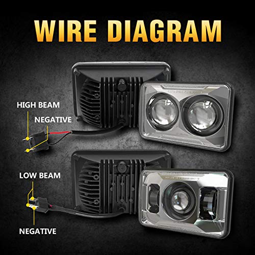Image of 4PCS DOT Approved 60w Rectangular 4x6 inch LED Headlights H4651 H4652 H4656 H4666 H6545 Headlamps Compatible with Freightliner Peterbilt Kenworth Trucks (Silver, 4X6 Inchs)