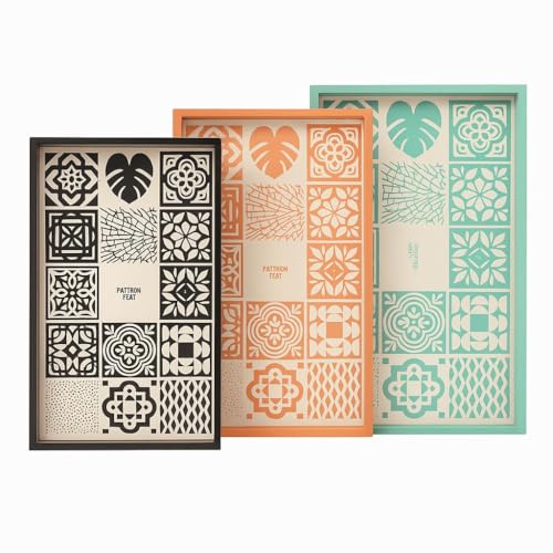 Image of Premium Wooden Serving Tray Set of 3 | Ethnic Indian Art Printed Tea, Coffee & Snack Trays | Decorative Multipurpose Home & Kitchen Serving Tray (A-01)