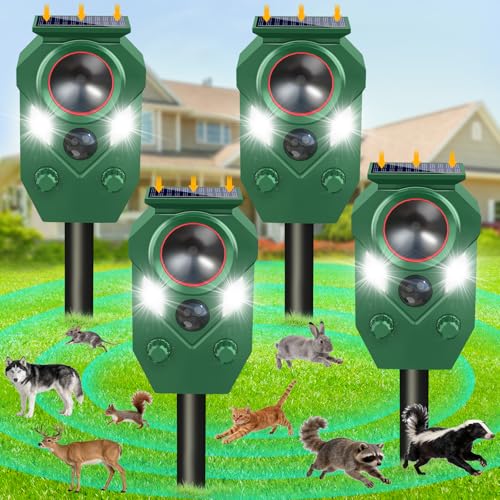 Ultrasonic Animal Repeller Outdoor 4 Pack