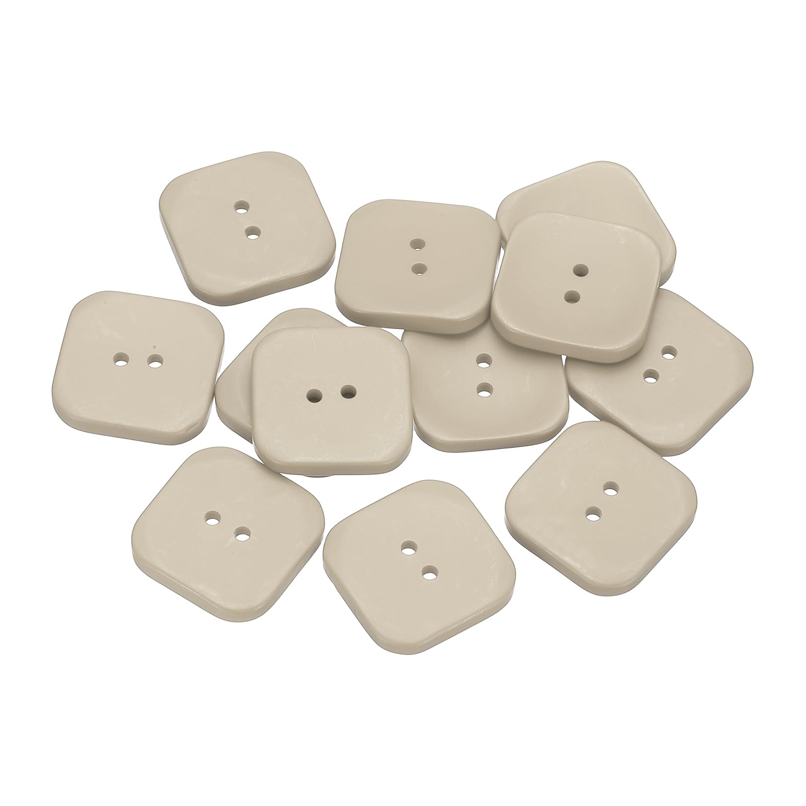 sourcing map 12pcs Sewing Button 30mm (1-3/16") 2 Holes Square Resin Button Craft Sewing Replacement Accessories for Clothing DIY Crafts Decoration, Light Beige
