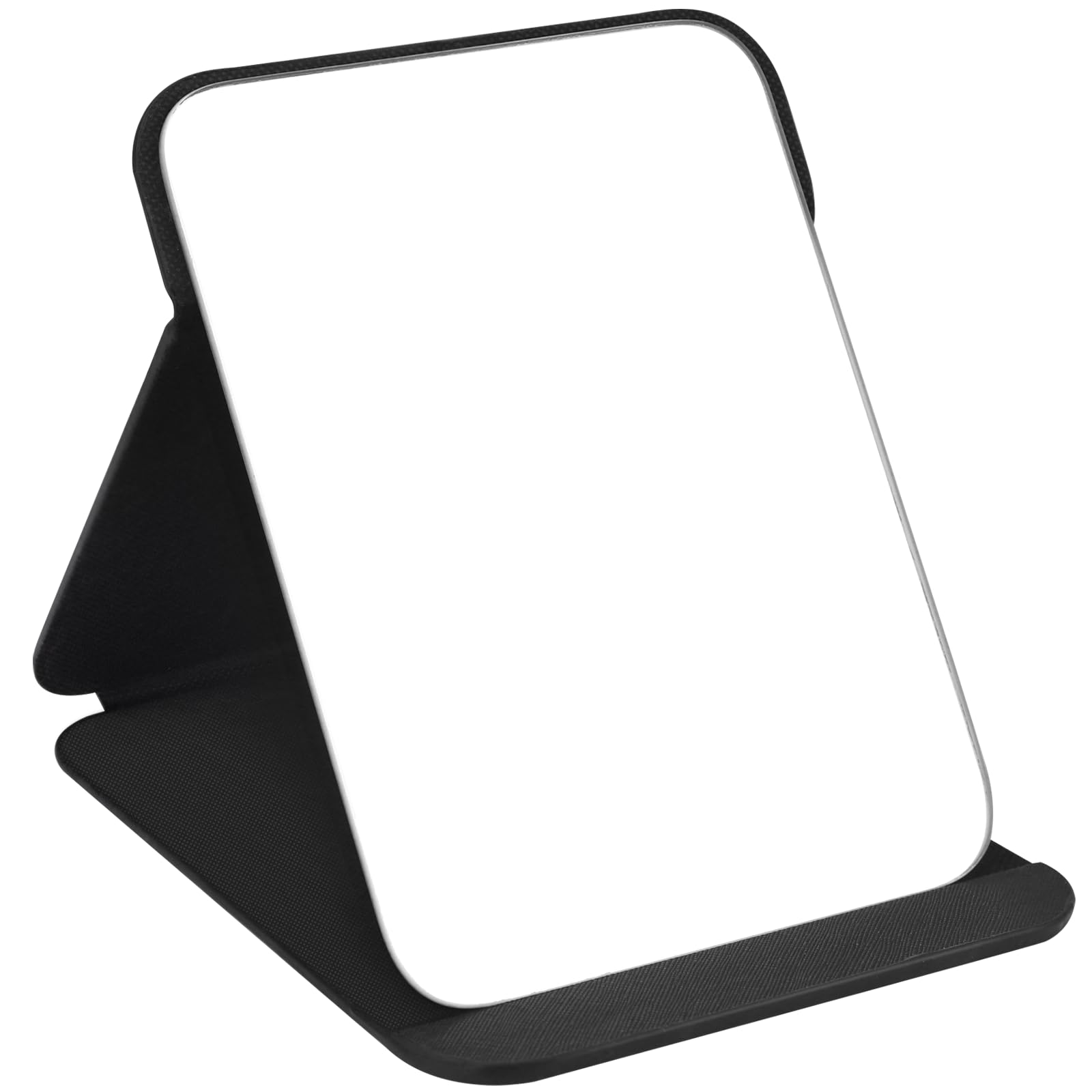 OWLKELA 20*15cm卓上鏡 大きめのスタンドミラー 割れない手鏡 持ち運びに便利な化粧鏡 コンパクトおりたたみ鏡 PUレザー Mサイズ ブラック