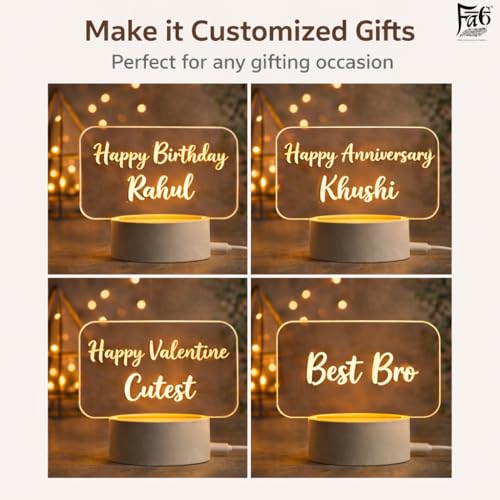 Image of Personalized Name Happy Birthday Gifts LED Table Lamp or Any Custom Text | Customize Gifts for Women Acrylic Night Light Lamp | Gifts for Mother's Day, Fathers Day, Gifts Anniversary