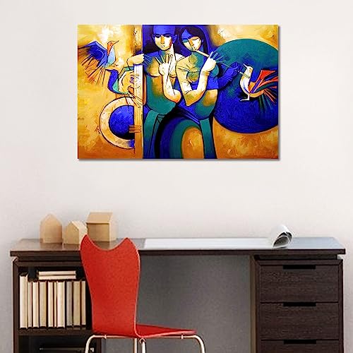 Image of Tamatina Religious Art Canvas Painting | Krishna | God Unframed painting for Home decor|size - 24X16 Inches.b191