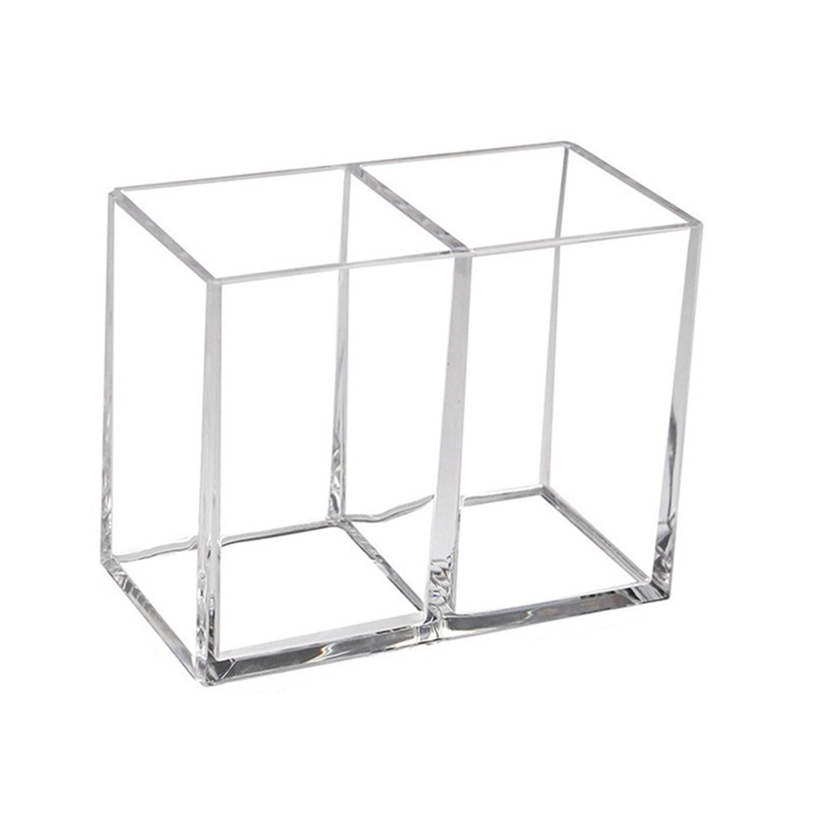WEOKDFHA Clear Pencil Holder Pen Holder Brush Makeup Storage Box Countertop Container Desktop Clear Divided Desk 1-3 Compartment Organizer Case