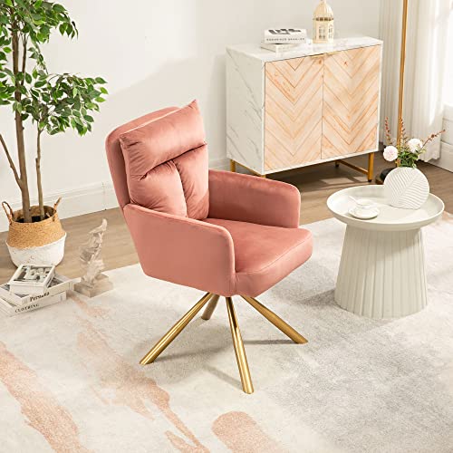 Sillón Giratorio Moderno Terciopelo Rosa miniatura 3