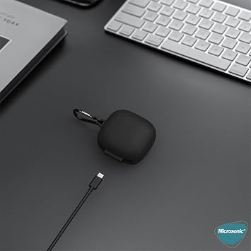 Microsonic Anker Soundcore P40i için Kılıf Askılı Mat Silikon Siyah [Soundcore P40i ile Uyumlu Kılıf - Siyah]