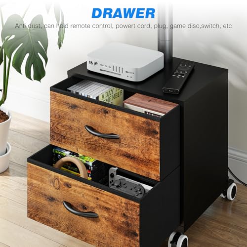Image of Rfiver Rolling TV Stand with Power Outlet and 2 Drawers for 32-60 in TVs