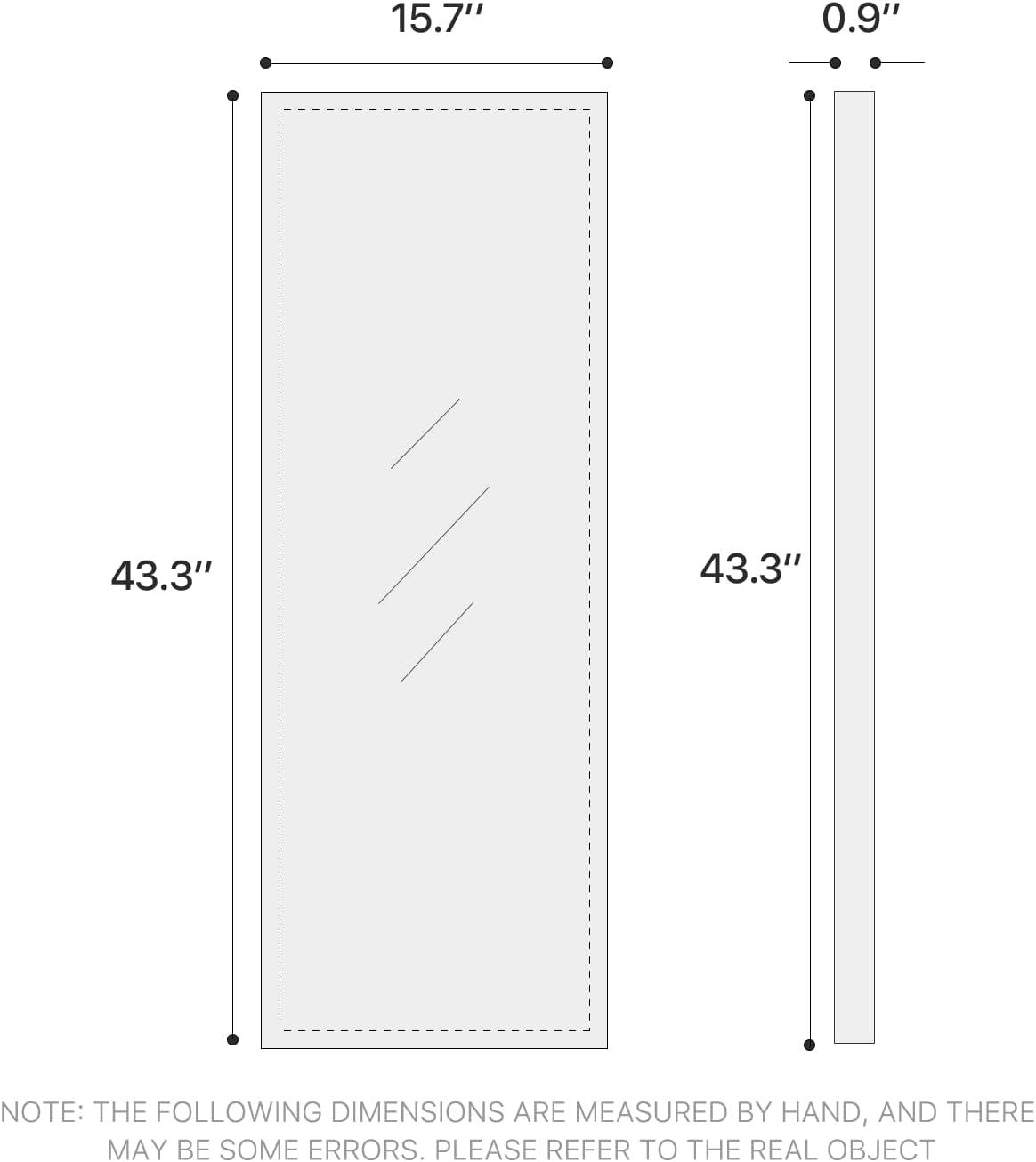 NeuType Wall Mirror Wall Mounted Mirror, Wall Mirror Full Length Decor Mirror Hanging on The Door or on The Wall, Full Length Wall Mirror with Polystyrene Frame for Home Decoration, White 43"x16" : Everything Else