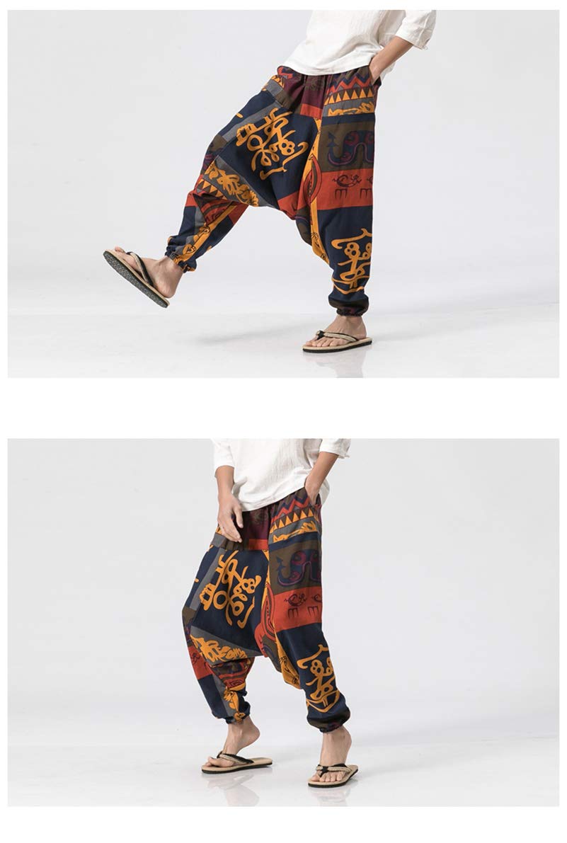 Unisex Harén Aladdin Hippy Pantalones Baggy Hippie Boho Yoga Wideleg Pantalones para Hombres
