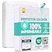 Protector Colchón 90 x 190 cm Funda Colchón Impermeable Sábana Bajera Impermeable de Algodón y Microfibra Cubre Colchón para Cama Transpirable Cover Hipoalergénico Antiácaros Lavable a Máquina