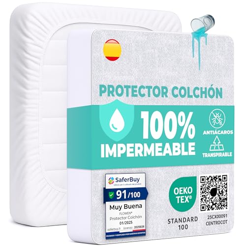 Protector Colchón 60x120 cm Funda Colchón Impermeable...
