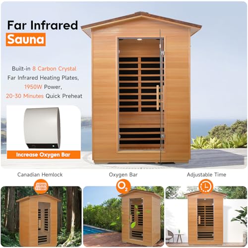 Image of Outdoor Sauna Far Infrared Saunas Dry Sauna Room 120V 20A Canadian Hemlock
