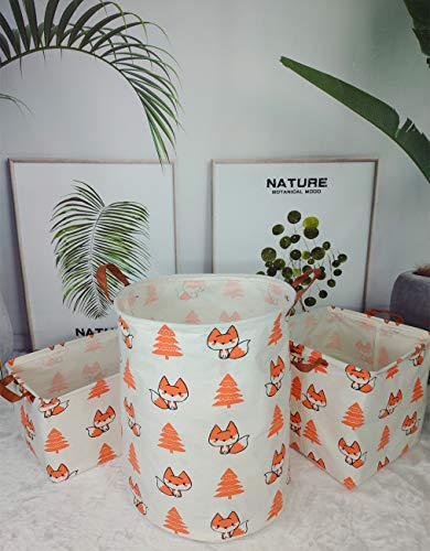 Asketam Canvas Fabric Collapsible Kids Baby Laundry Basket Children Nursery Bedroom Dirty Clothes Hamper Storage Bin Toy Organizer (Fox Little Pine) #TOP3