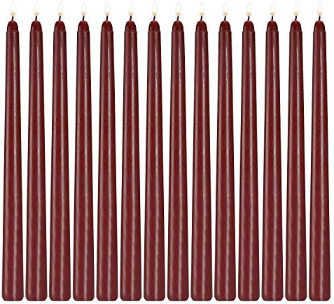 Howemon 14 Pack Dark Red Taper Candles 12 Inch Tall 3/4 Inch Thick Burn 10 Hours (Burgundy)