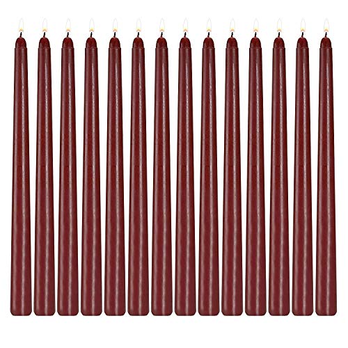 Howemon 14 Pack Dark Red Taper Candles 12 Inch Tall 3/4 Inch Thick Burn 10 Hours (Burgundy)