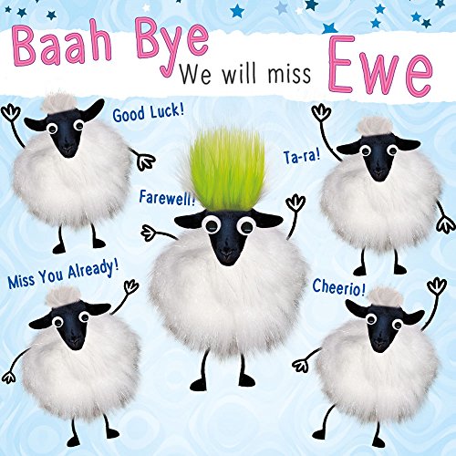 Goodbye & Good Luck Greeting Card 'We Will Miss Ewe' - Fluff & Goggly Eyes