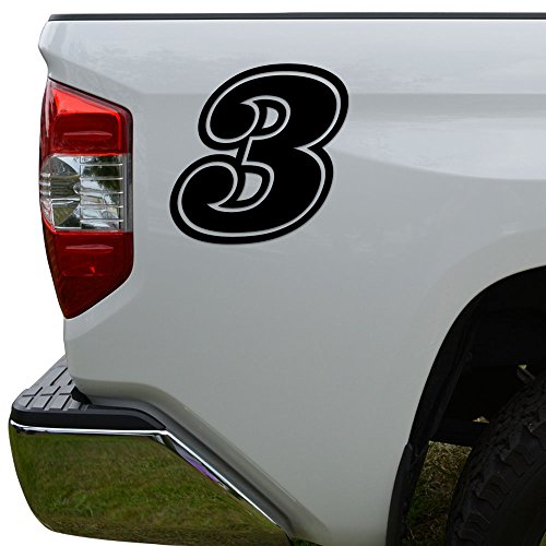 Racing Race Number 3 Three Style 15 Die Cut Vinyl Decal Sticker For Go Kart Car Truck Motorcycle Window Bumper Wall Decor Size- [6 inch 15 cm] Tall Color- Matte Black