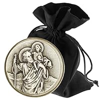 LUNEXUS Christopherus Auto Magnet Ø3,6 cm - Heiliger Christophorus Auto Plakette - gesegnet - Schutzpatron Autofahrer - Christopherus Auto Medaille - Schutzengel Auto Magnet - Auto Glücksbringer