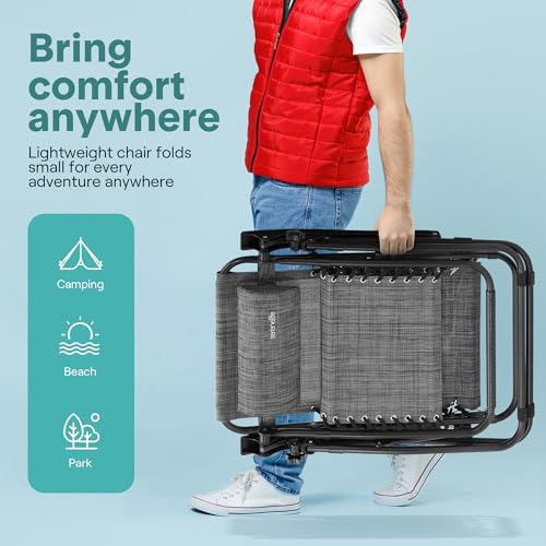 image for SereneLife Outdoor Zero Gravity Lounge Chair Set with Table – 2 Adju