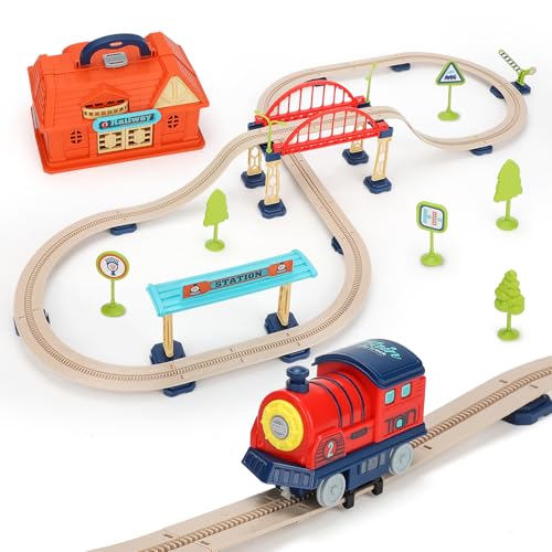 VGY Electric Train Set for Toddlers 2-4, Kids Train Set with Sound, Christmas Loop Train Tracks Toy, Great Gift for Boys and Girls 3 4 5 6 7 Year Old