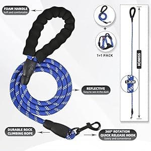 No Pull Dog Harness, Adjustable Soft Padded Dog Vest, Reflective No-Choke Pet Oxford Vest with Easy Control Handle for Small and Large Dogs (Blue, X-Large)