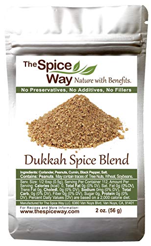 The Spice Way Real Dukkah - Traditional Egyptian Spice Blend. No Additives, No Preservatives, No Fillers, Just Spices and Herbs We Grow, Dry and Blend In Our Farm. Resealable Bag 2 oz