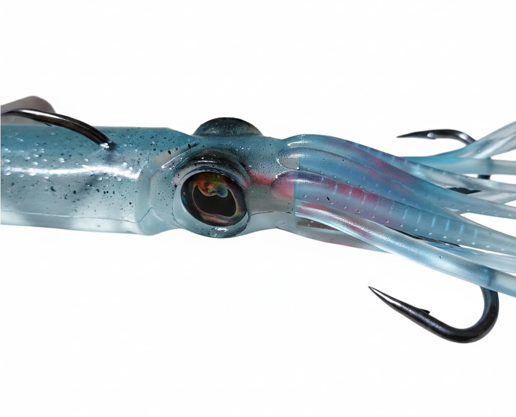 Calamaro Blu Esca Artificiale da Pesca, 250g con Assist Completo, per Vertical Jigging e Traina, Dentice e Cernia Gomma