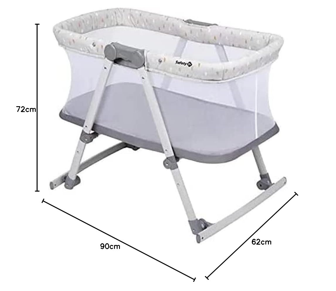 Safety 1st Morning Star Culla Neonato Portatile 2 in 1, Culla da Viaggio, Funzione Dondolo, Pieghevole, con Materassino, Zanzariera e Borsa da Viaggio Inclusa, per Bambini 0-9 kg, Geometric