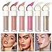 MEICOLY Soft Pinch Liquid Blush & Dewy Cheek Tint, Matte Finish Liquid Contour, Highlight Bronzer Stick Set - Pearl White Highlighter + Rose Pink Blush + Contour