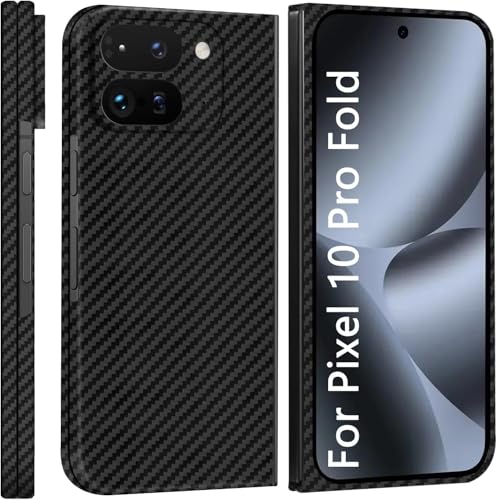 Image of Midkart Ultimate Thin Case Compatible with Compatible with Google Pixel 10 Pro Fold Release 2025 Matte Carbon Fiber Cover 1500D Sturdy Durable Aramid Super Light at 0.6mm No-Case Feeling, Black