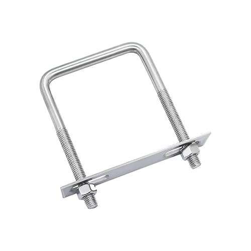 FOCMKEAS Tornillos en U cuadrados de acero inoxidable 304 de 3.54 pulgadas de ancho interior, 5.91 pulgadas de longitud inoxidable con tuercas M10,