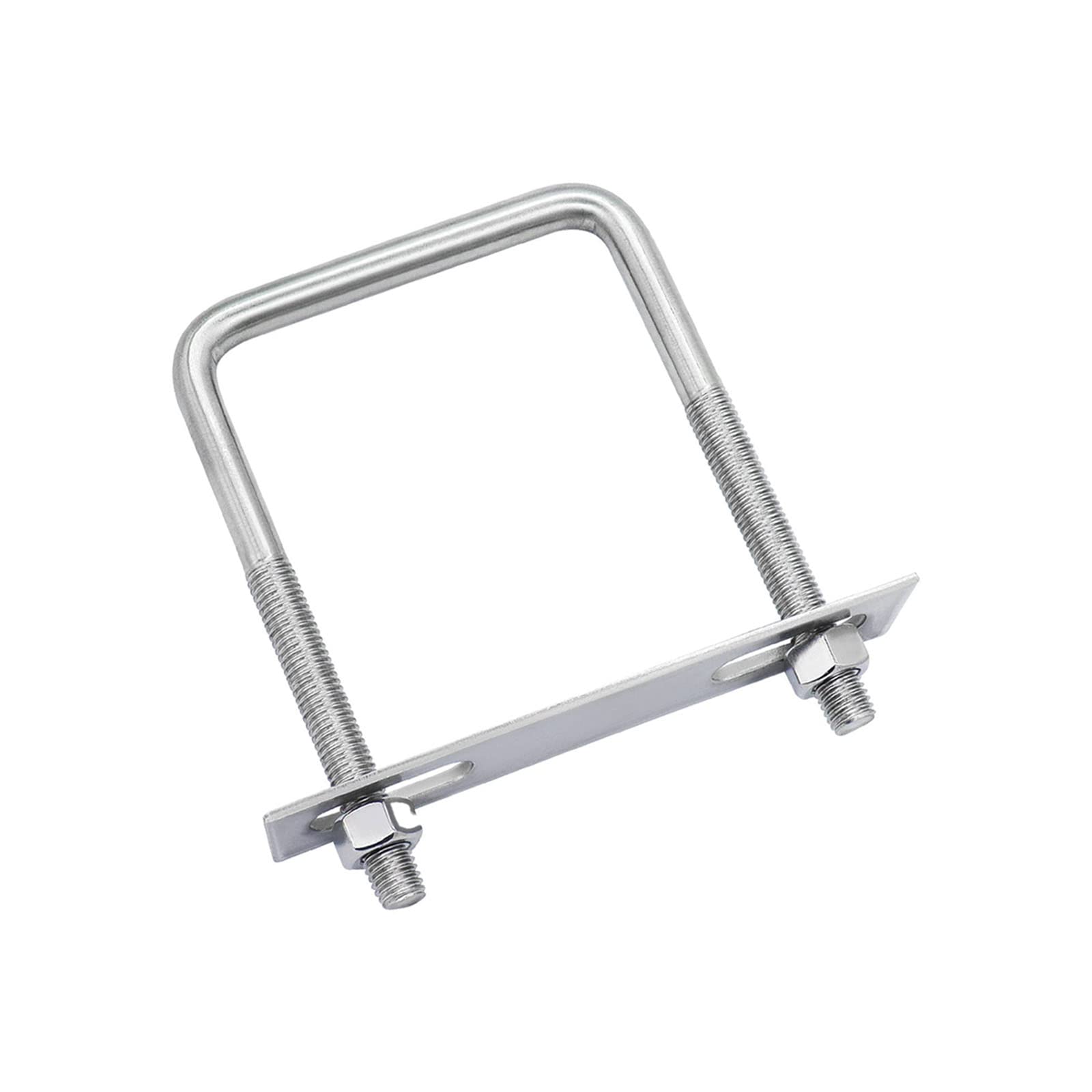 FOCMKEAS 304 Stainless Steel Square U-Bolts 3.94"(100mm) Inner Width, 7.09"(180mm) Length Stainless M10 with Nuts, Frame Plate, Accessories for