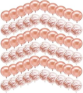 EDIFON Rose Gold Balloons Set, 60 Pack 12 Inch Rose Gold Latex Balloons and Confetti Balloons, Party Balloons for Wedding Graduation Birthday Parties Decorations