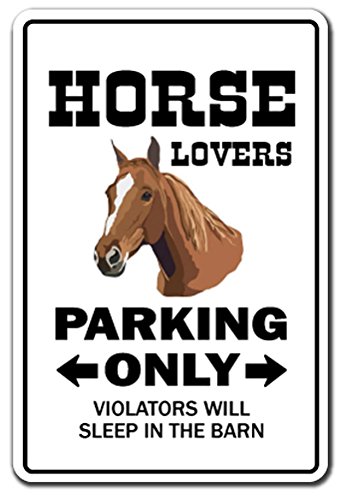 SignJoker] Horse Lovers Parking Sign Gag Novelty Gift Funny Rider Riding Breeder Ranch Pony Wall Plaque Decoration