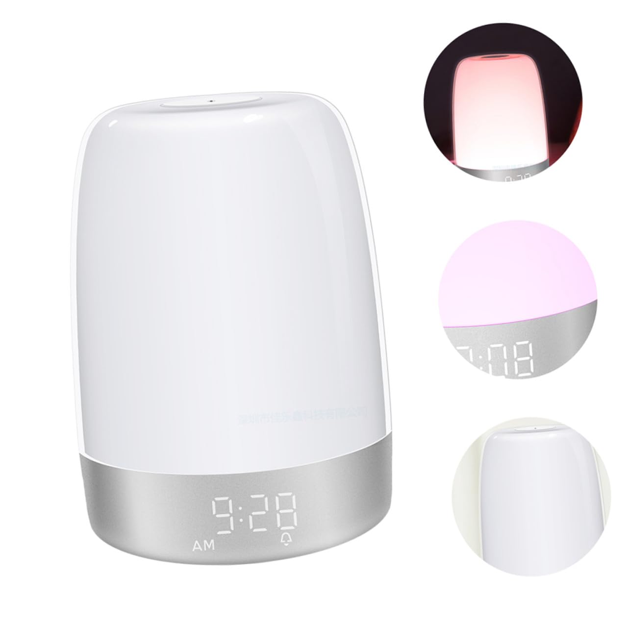 Gatuida Réveil LED Blanc Contrôle Tactile et Lumières Colorées pour Chambre, Lampe de Nuit Programmable en Abs, pour Veilleuse Adulte