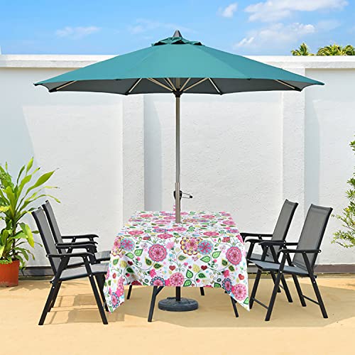 Image of EHouseHome Outdoor Indoor 60inch SquareTablecloth with Umbrella Hole and Zipper, Waterproof Zippered Patio Table Cloths, Spring /Summer Table Covers for Backyard Circular Table /BBQs /Picnic