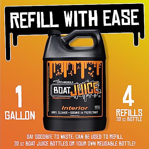 Image of Boat Juice Interior 2-in-1 Vinyl Boat Seat Cleaner & Ceramic UV Protectant Spray | Marine Interior Detailing | Upholstery, Carpet & Plastic | Orange Creamsicle Scent | Made in USA