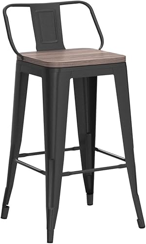 Miniatura 5 de Andeworld Juego de 4 taburetes de bar giratorios de 24 pulgadas, taburetes de bar industriales de metal (24 pulgadas, negro mate) Mate negro,Blanco