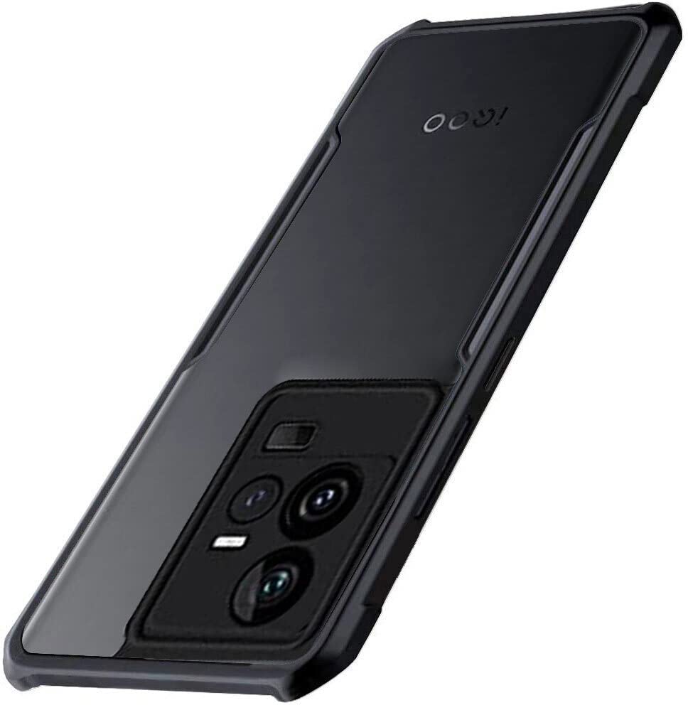 Image of A rtistque Clear Hard Transparent Acrylic Armor Anti-Drop Shockproof TPU Edge Back Cover Case for iQOO 11 5G - Black