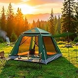 Barraca de Camping 2-4 Pessoas Impermeável Automática com Mosquiteiro, ComVobertura e Proteção Solar Dobrável Camping Equipamentos,Dobrável (Verde)